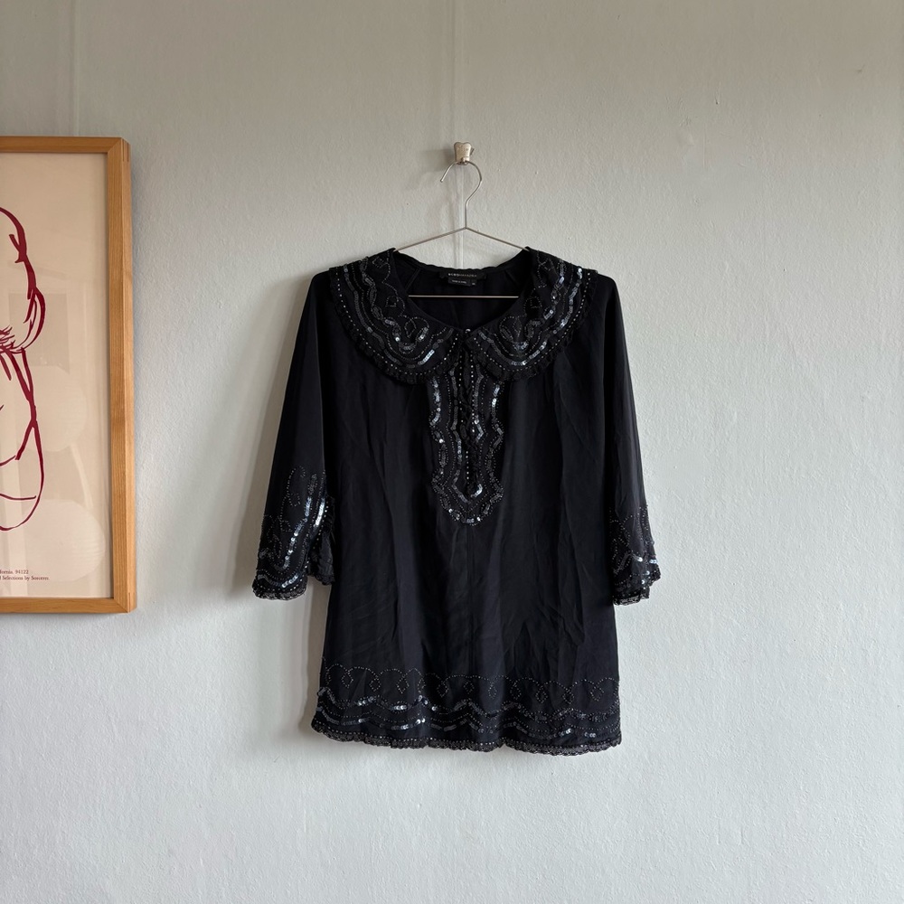 bcbg maxazria silk embellished top